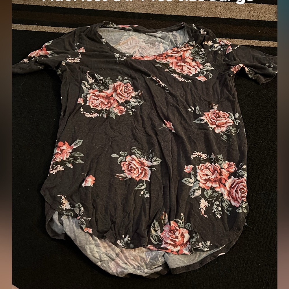 Maurices Floral Print Women's Top - Black and Pink